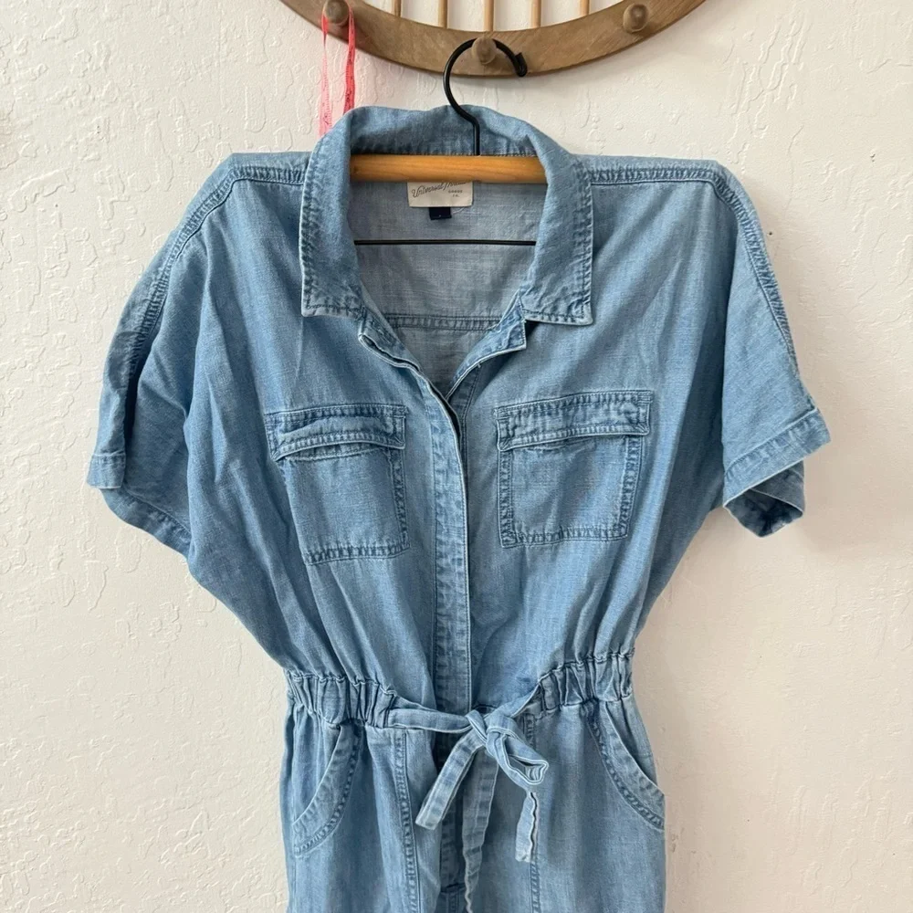 Universal Thread Denim Chambray Boiler Cotton Jumpsuit Size 4 - Picture 4 of 8